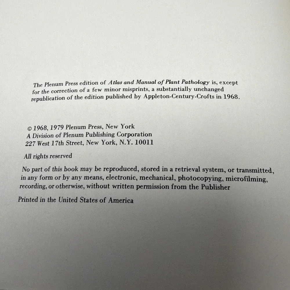 Atlas and Manual of Plant Pathology by Ervin Barnes 1979, Spiralbound Paperback